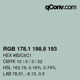 Color code: RGB 178.1 198.8 193 | qconv.com