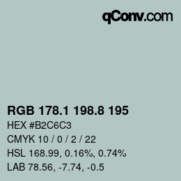 Color code: RGB 178.1 198.8 195 | qconv.com
