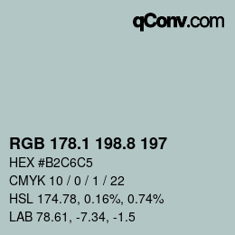 Color code: RGB 178.1 198.8 197 | qconv.com