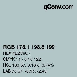 カラーコード: RGB 178.1 198.8 199 | qconv.com