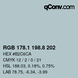 Color code: RGB 178.1 198.8 202 | qconv.com