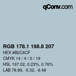 Color code: RGB 178.1 198.8 207 | qconv.com