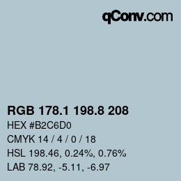 Color code: RGB 178.1 198.8 208 | qconv.com