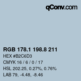 Color code: RGB 178.1 198.8 211 | qconv.com