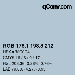Color code: RGB 178.1 198.8 212 | qconv.com