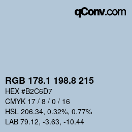 カラーコード: RGB 178.1 198.8 215 | qconv.com