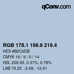 カラーコード: RGB 178.1 198.8 219.4 | qconv.com