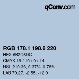 カラーコード: RGB 178.1 198.8 220 | qconv.com