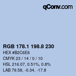 Color code: RGB 178.1 198.8 230 | qconv.com