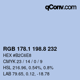 Color code: RGB 178.1 198.8 232 | qconv.com
