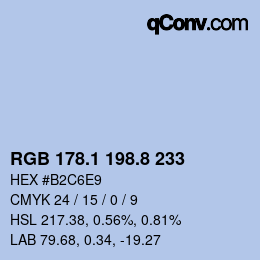 Farbcode: RGB 178.1 198.8 233 | qconv.com