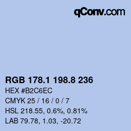 Color code: RGB 178.1 198.8 236 | qconv.com