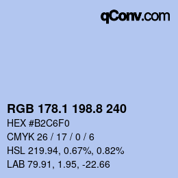 Farbcode: RGB 178.1 198.8 240 | qconv.com