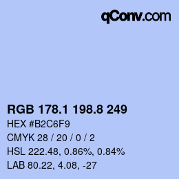Color code: RGB 178.1 198.8 249 | qconv.com