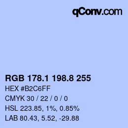 Color code: RGB 178.1 198.8 255 | qconv.com