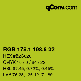 カラーコード: RGB 178.1 198.8 32 | qconv.com