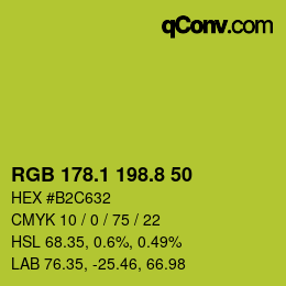 カラーコード: RGB 178.1 198.8 50 | qconv.com