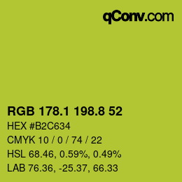 カラーコード: RGB 178.1 198.8 52 | qconv.com