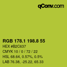 カラーコード: RGB 178.1 198.8 55 | qconv.com