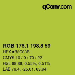 カラーコード: RGB 178.1 198.8 59 | qconv.com