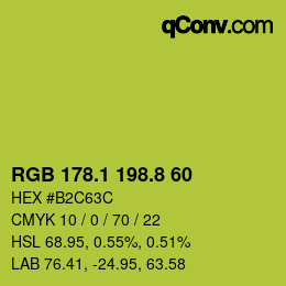 カラーコード: RGB 178.1 198.8 60 | qconv.com