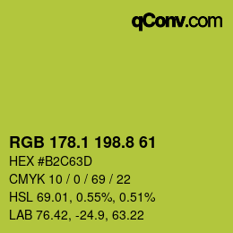 カラーコード: RGB 178.1 198.8 61 | qconv.com