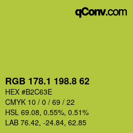 カラーコード: RGB 178.1 198.8 62 | qconv.com