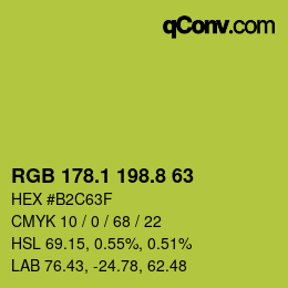 カラーコード: RGB 178.1 198.8 63 | qconv.com