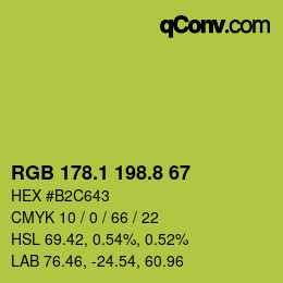 カラーコード: RGB 178.1 198.8 67 | qconv.com