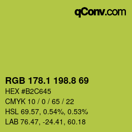 カラーコード: RGB 178.1 198.8 69 | qconv.com