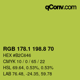 カラーコード: RGB 178.1 198.8 70 | qconv.com