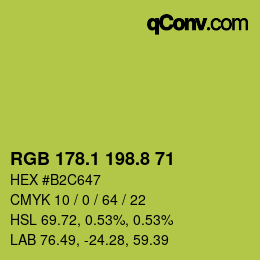 カラーコード: RGB 178.1 198.8 71 | qconv.com