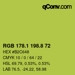 カラーコード: RGB 178.1 198.8 72 | qconv.com
