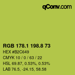 カラーコード: RGB 178.1 198.8 73 | qconv.com