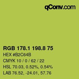 カラーコード: RGB 178.1 198.8 75 | qconv.com