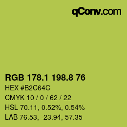 カラーコード: RGB 178.1 198.8 76 | qconv.com