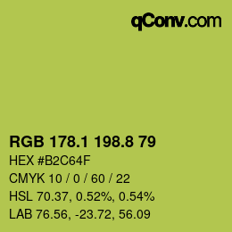 カラーコード: RGB 178.1 198.8 79 | qconv.com