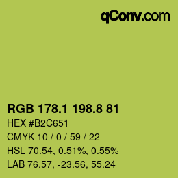 カラーコード: RGB 178.1 198.8 81 | qconv.com