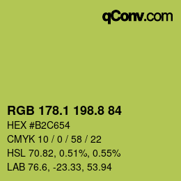 カラーコード: RGB 178.1 198.8 84 | qconv.com
