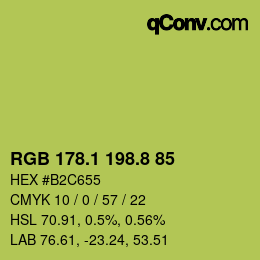 カラーコード: RGB 178.1 198.8 85 | qconv.com