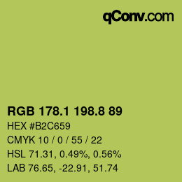 カラーコード: RGB 178.1 198.8 89 | qconv.com
