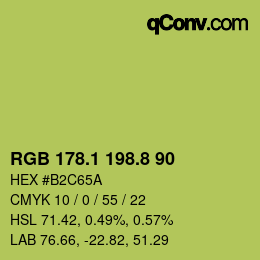 カラーコード: RGB 178.1 198.8 90 | qconv.com