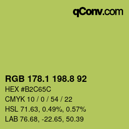 カラーコード: RGB 178.1 198.8 92 | qconv.com