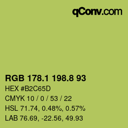 カラーコード: RGB 178.1 198.8 93 | qconv.com
