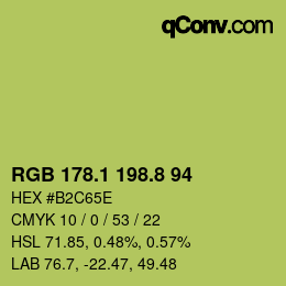 カラーコード: RGB 178.1 198.8 94 | qconv.com