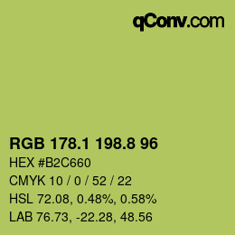 カラーコード: RGB 178.1 198.8 96 | qconv.com