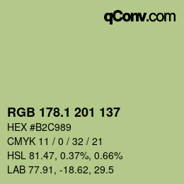カラーコード: RGB 178.1 201 137 | qconv.com