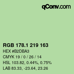 カラーコード: RGB 178.1 219 163 | qconv.com