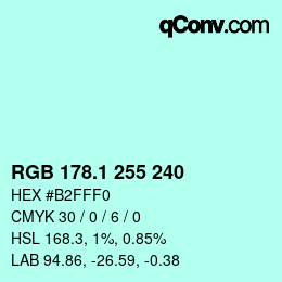 カラーコード: RGB 178.1 255 240 | qconv.com