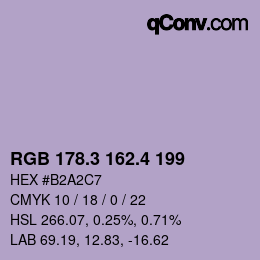 カラーコード: RGB 178.3 162.4 199 | qconv.com